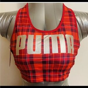 PUMA Women's Red Plaid Crop Top
